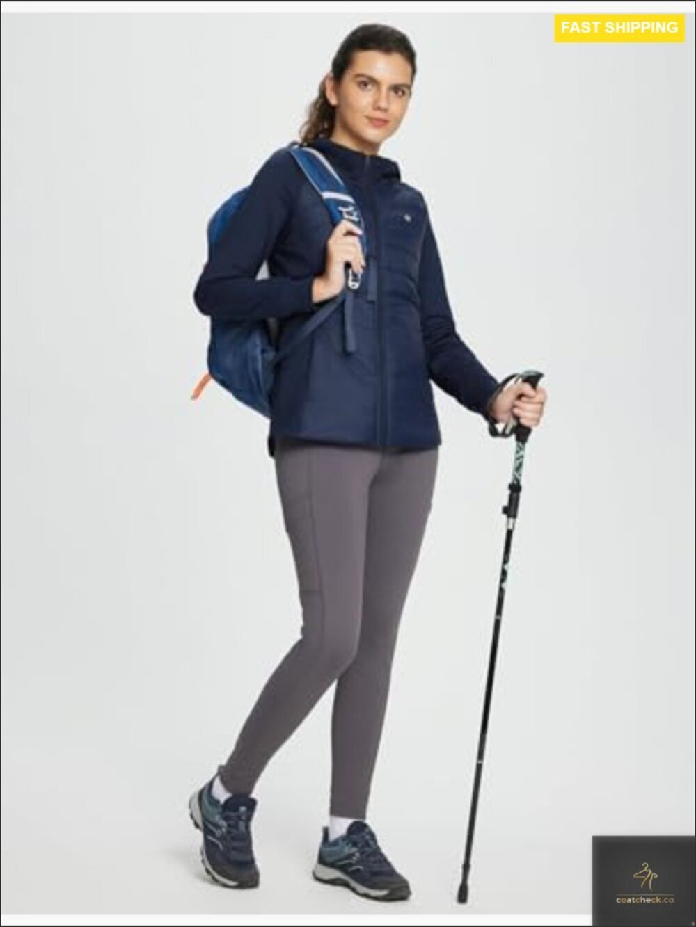 Women's Running Winter Jacket Hooded Lightweight Insulated Puffer Zip Pockets - Picture 6 of 6